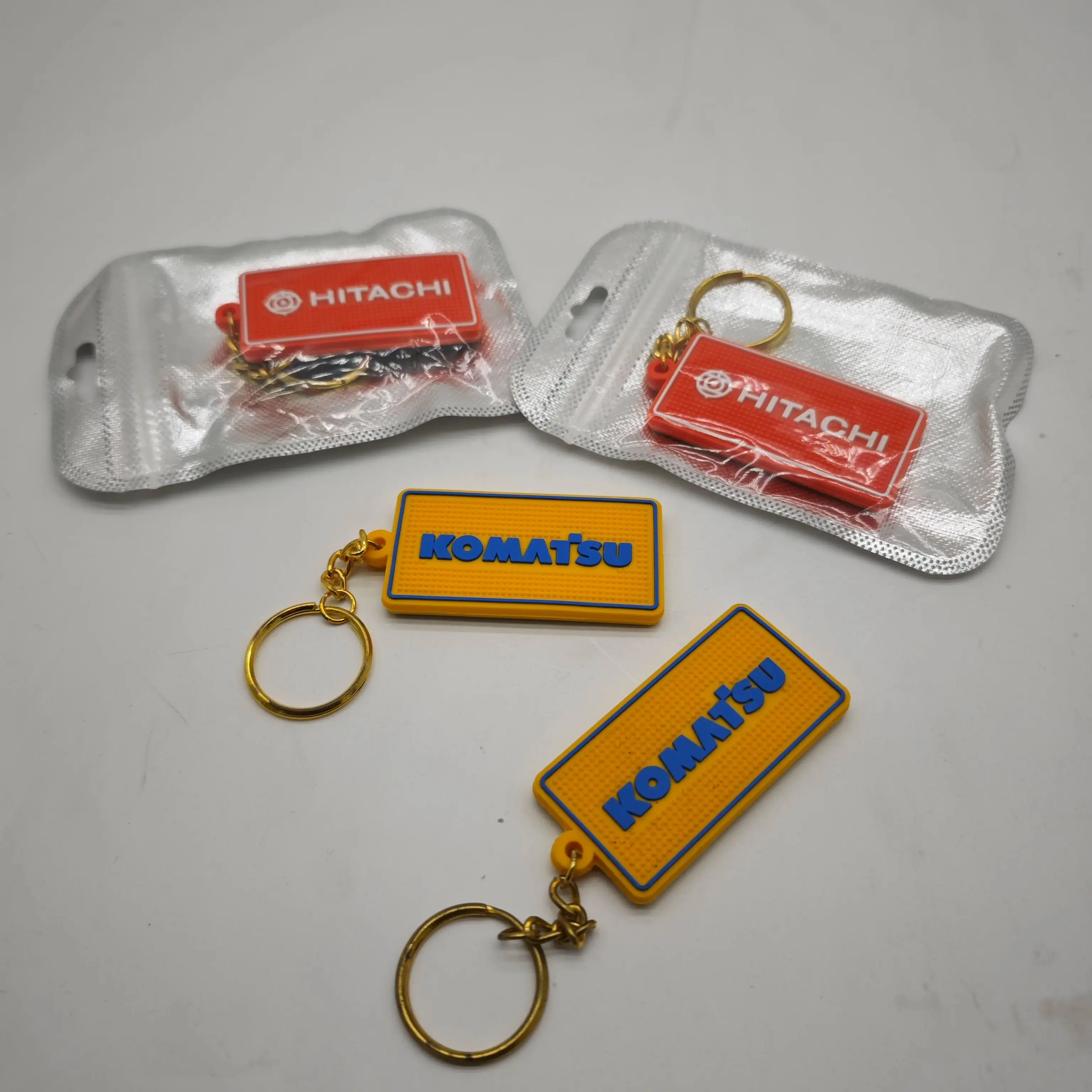 excavator Keychain key ring Hitachi caterpillara Rubber rectangular chain plate