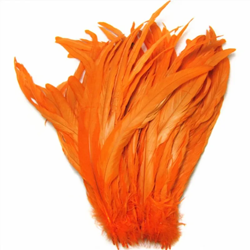 

100Pcs Orange Rooster Chicken Tail Feathers Plumes 40-45CM 16-18" DIY Dyed Cock Tails Clothing Accessories Jewelry Performance