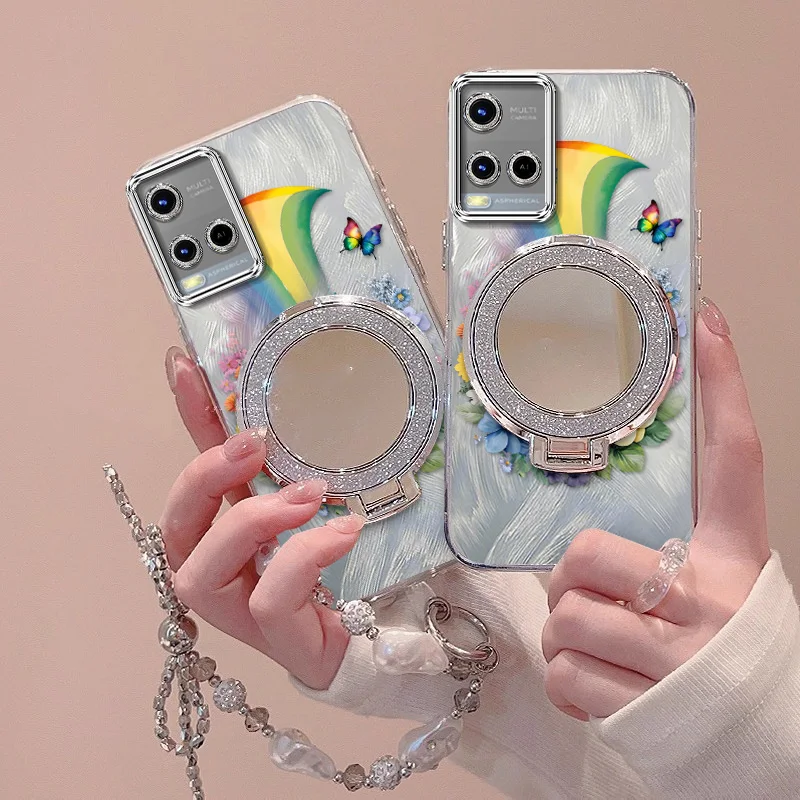 3-Piece Beautiful Rainbow Phone Case Set with Lanyard & Stand