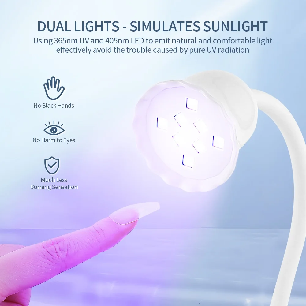 Rose Nail Dryer With Mirror Mini Nail LED Lamp False Nail Manicure Polish Glue Fast Dry UV Light Bendable Table Nail Lamp Dryer