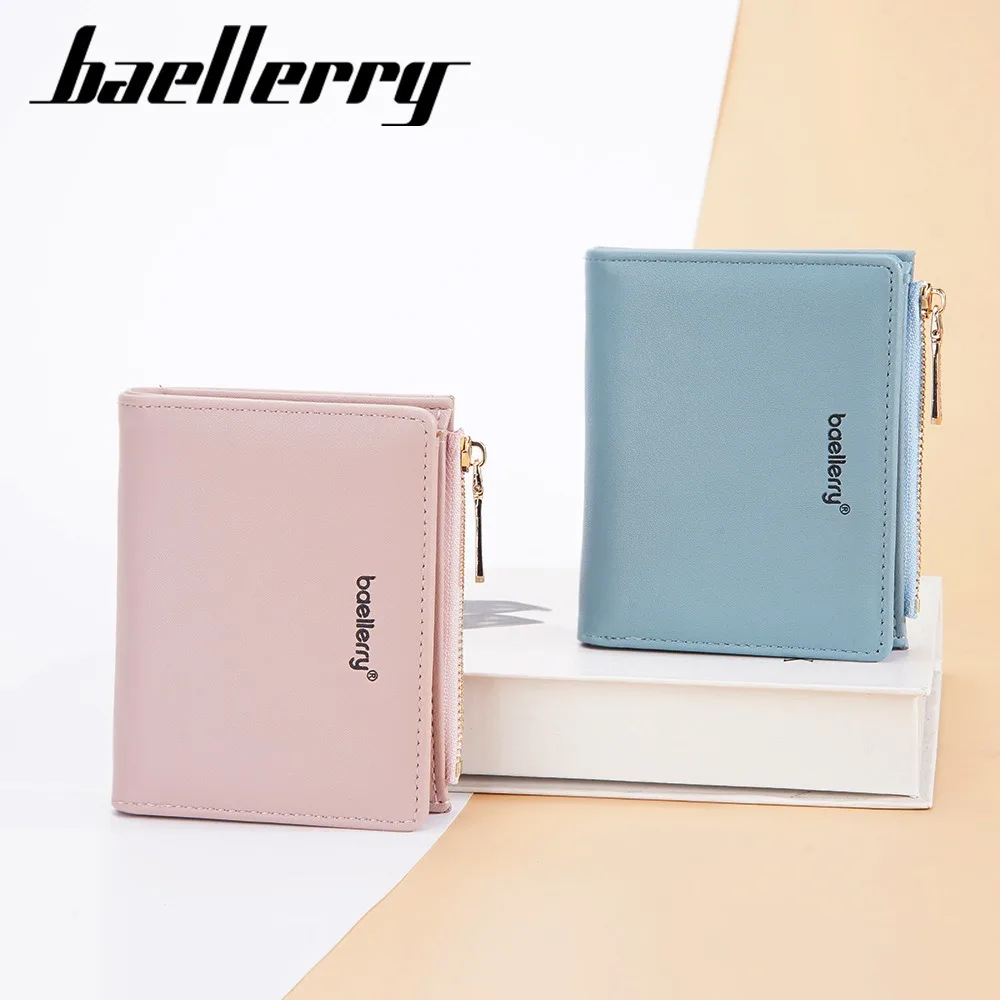 Baellerry Snap Coin Purse Women, Minimalist PU Card Holder with 12 Slots & Zippered Pocket - Slim Front Wallet