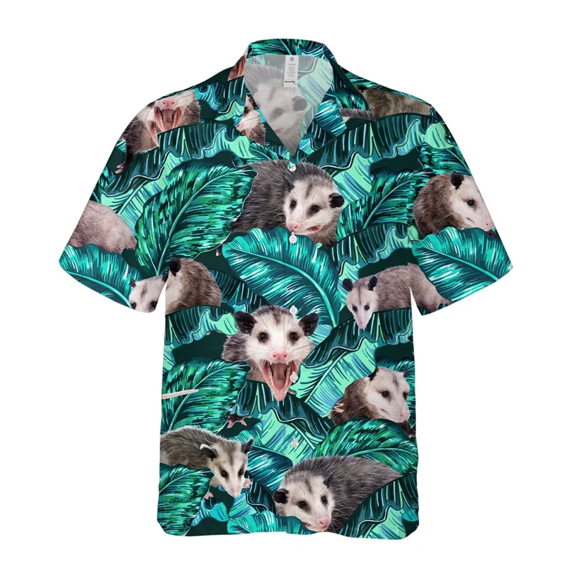 thumbnail image 1 of Camisas hawaianas con estampado 3D de animales, gatos, mapaches, para hombre, camisa con estampado de dinosaurio, solapa con botones, manga corta, ropa de moda Aloha, 1 of 5