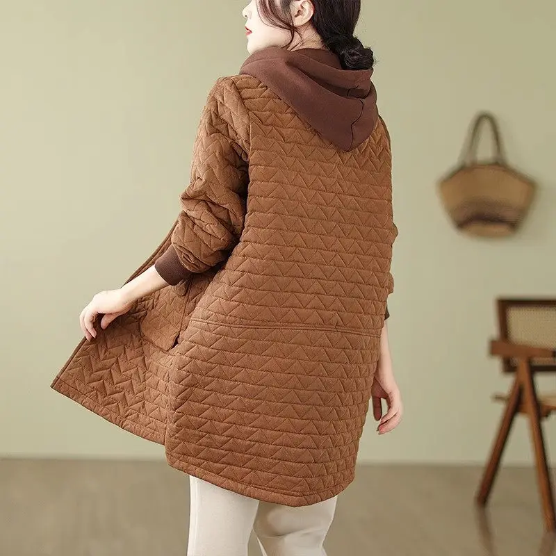 Women Clothing 2023 New Arrivals Winter Hooded Loose Korean Style Large Size Quilted Jacket Lightweight Casual Cotton Coat Z3406