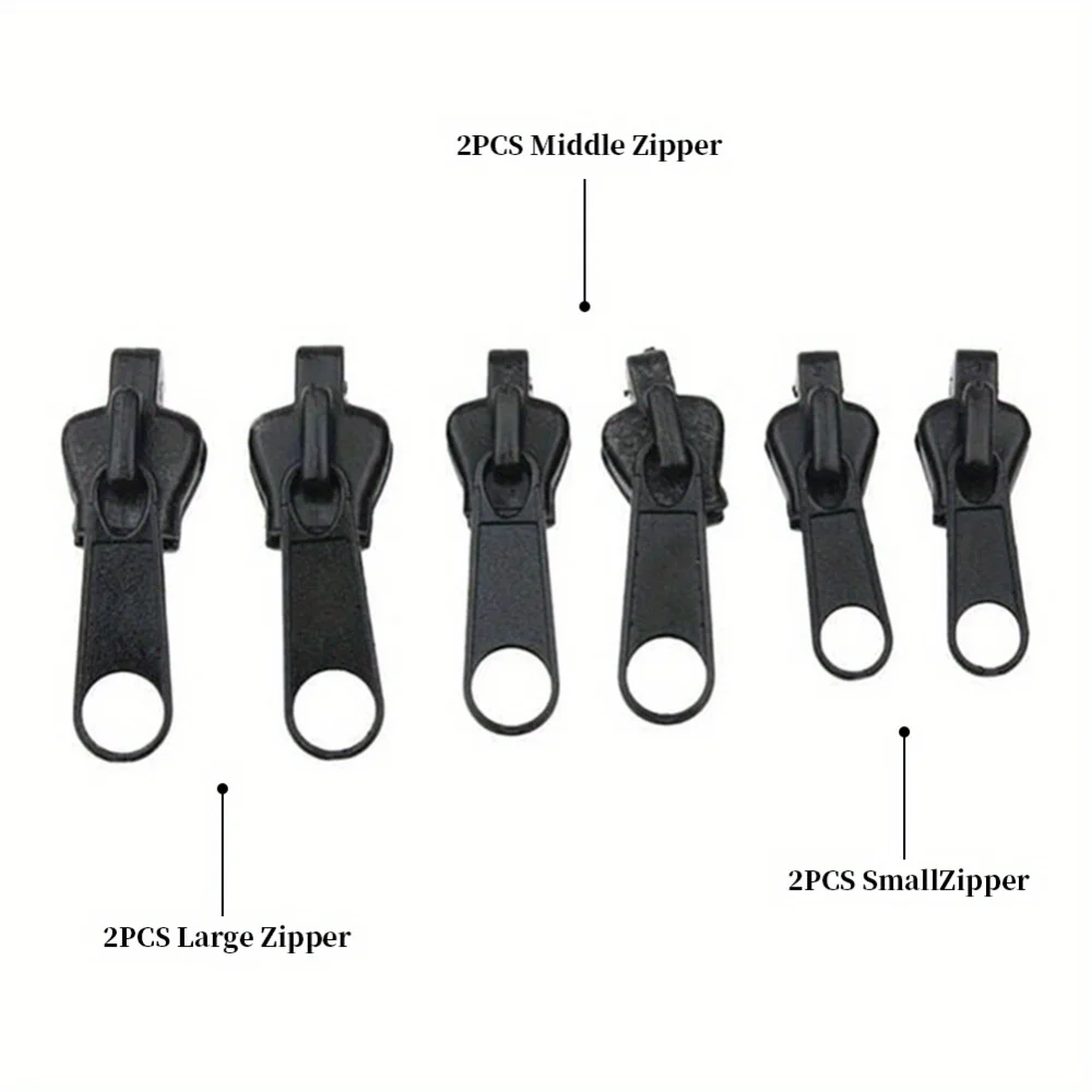 6PCS Quick Zipper Repair Kit Sliding Teeth for Zipper Replacement Garment Accessories
