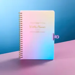 Elegant 2024 Weekly Planner with Pouch - A5 Notebook for Schedules & Organization (Purple blue pink)