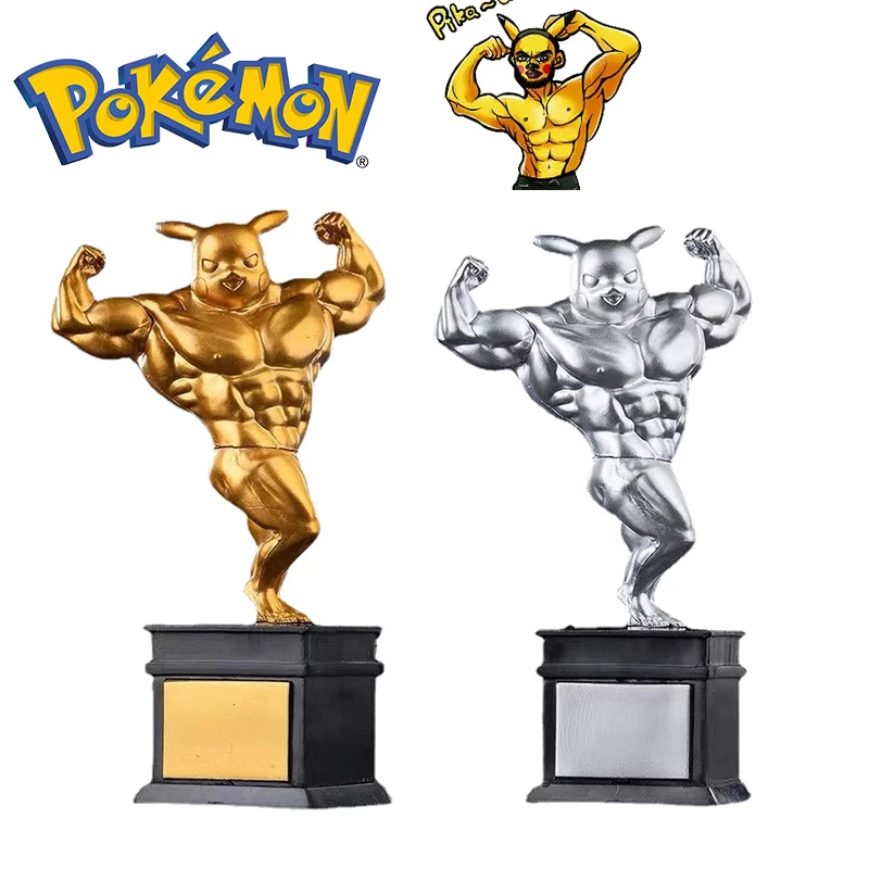 Pokemon Pikachu Pvc Doll Desktop Ornament Funny Anime Muscle Pikachu Figurine Model Creative Garage Kit Collection Decoration