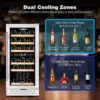 Mini Fridge 15 Inch Wine Cooler Under Counter, 30 Bottle Dual Zone Wine Fridge with Stainless Steel, Wine Refrigerator Fre 2