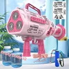Super Electric Rocket Bubble Guns With LED Large Holes Shape Fast Machine Gun Launcher Bubbles Blower Soap Outdoor Toys For Kids 3
