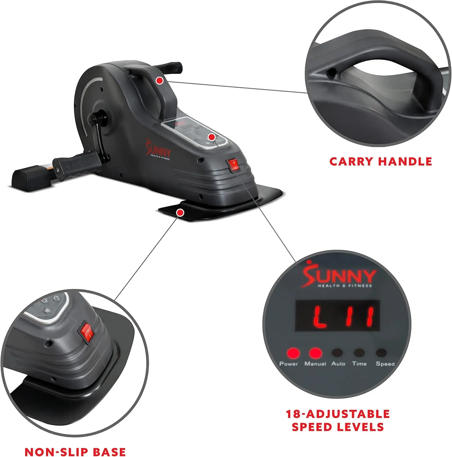 Health & Fitness Dual Function Under Desk Pedal Exerciser, Portable Indoor Cardio Mini Bike at Home, Arm/Leg Cycle for Sen