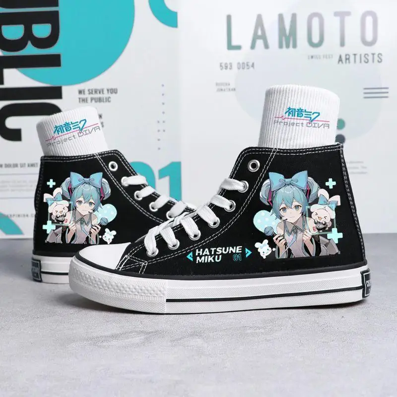 Zapatos de lona Kawaii Hatsune Miku, zapatillas finas Miku de