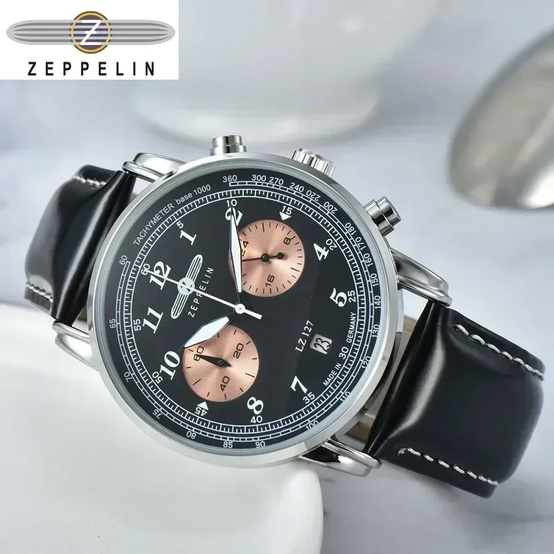 

Diskon Besar Jam Tangan Zeppelin Baru Jam Tangan Kuarsa Pria Bisnis Kulit Chronograph Multifungsi Tiga Mata Lari