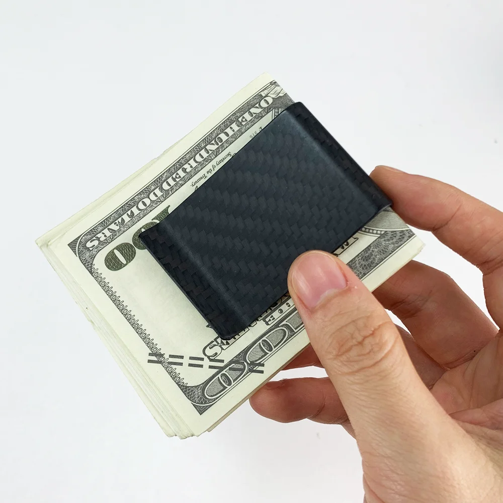 3K Twill Black Genuine Carbon Fiber Slim Credit Card Holder Wallet Carteira for Men Money Clip 2