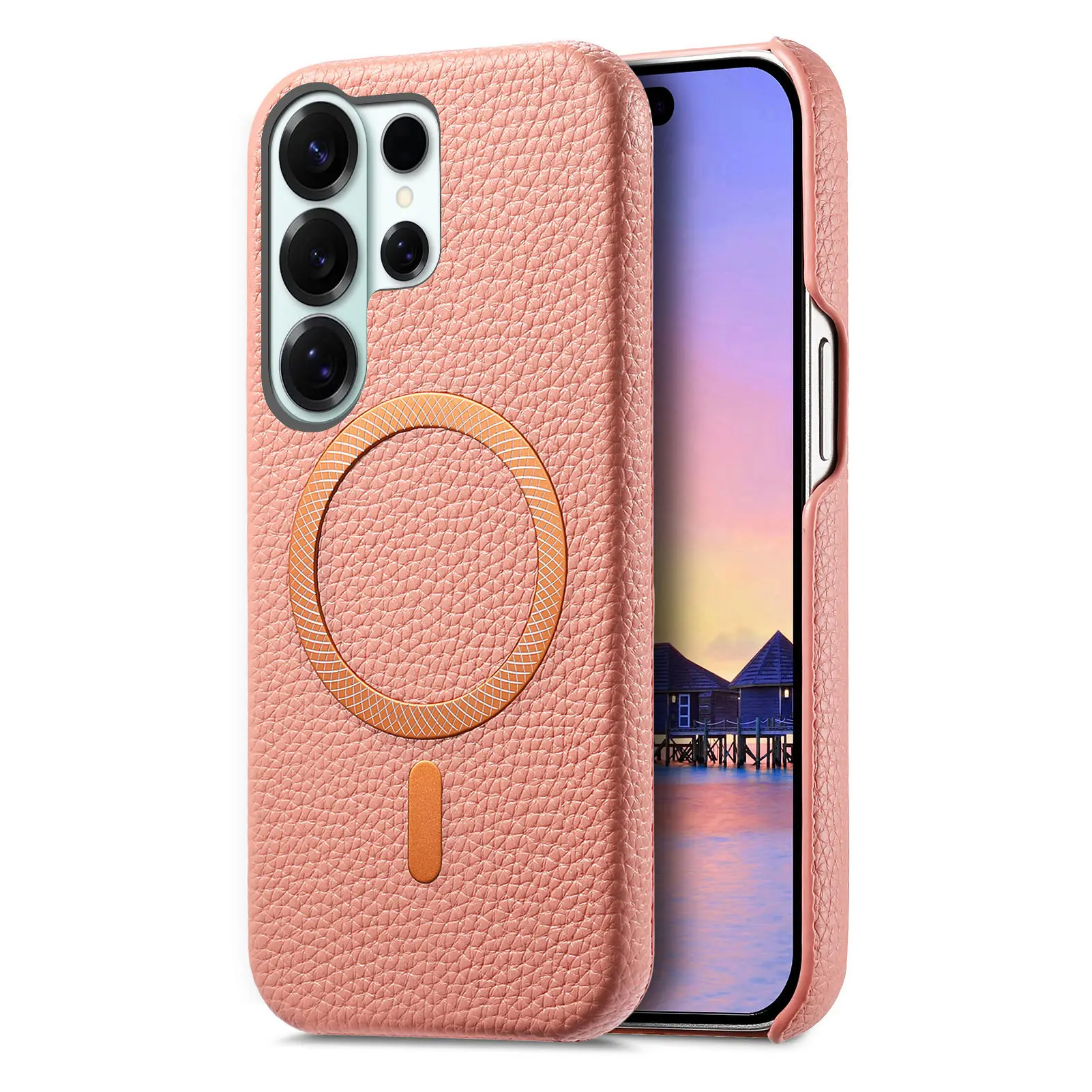 Premium Lychee Magnetic Leather Anti-Fall Protective Case with Magsafe Compatibility
