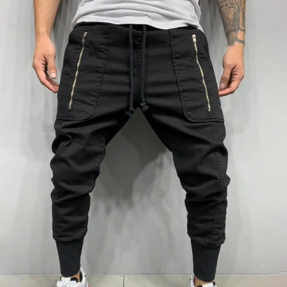 

Trendy Trousers Slim Male Trousers Close Fitting Solid Color Men Long Pants Comfortable