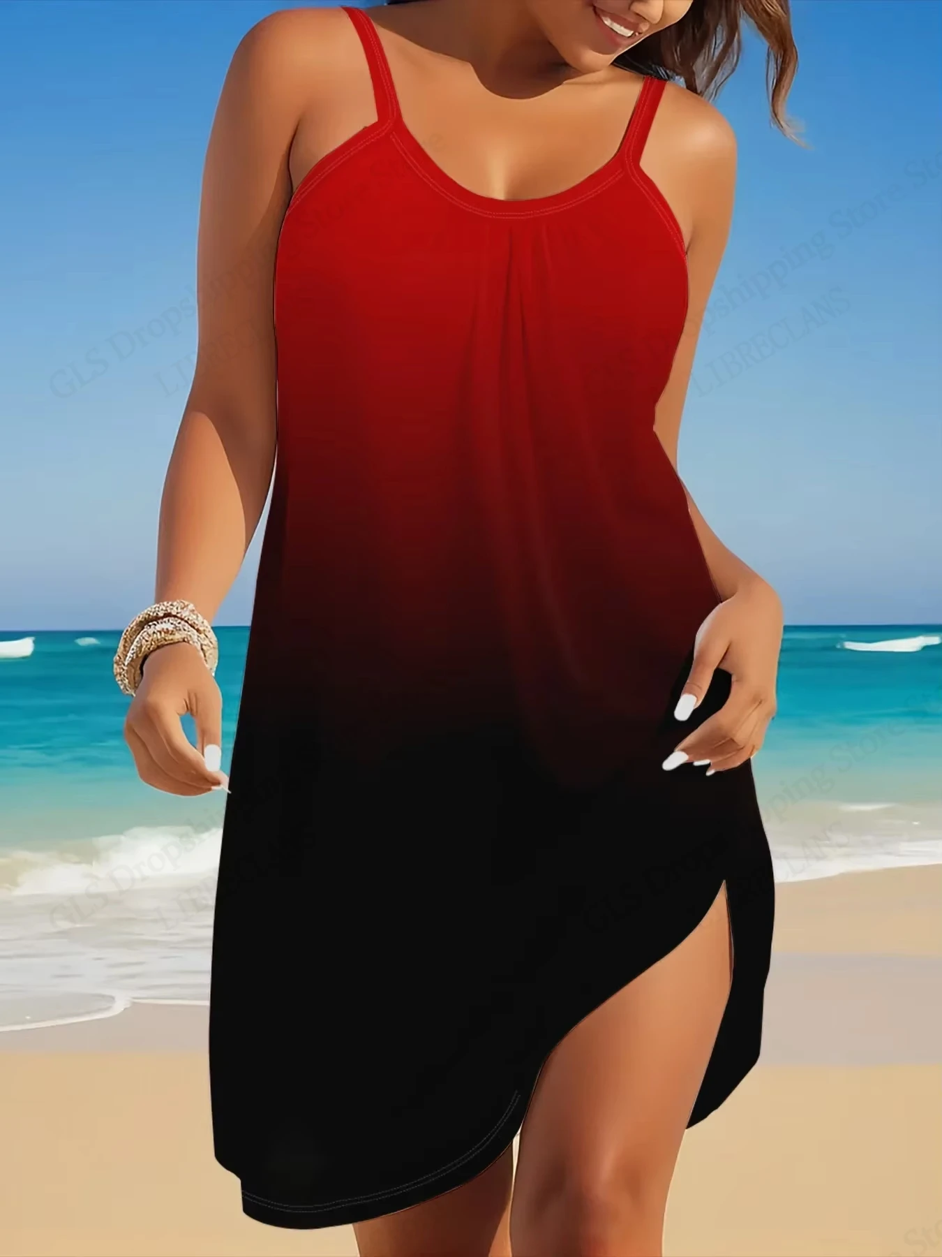 Bohemian Mini Dress - Womens Sleeveless Solid Color Beach Party Dress
