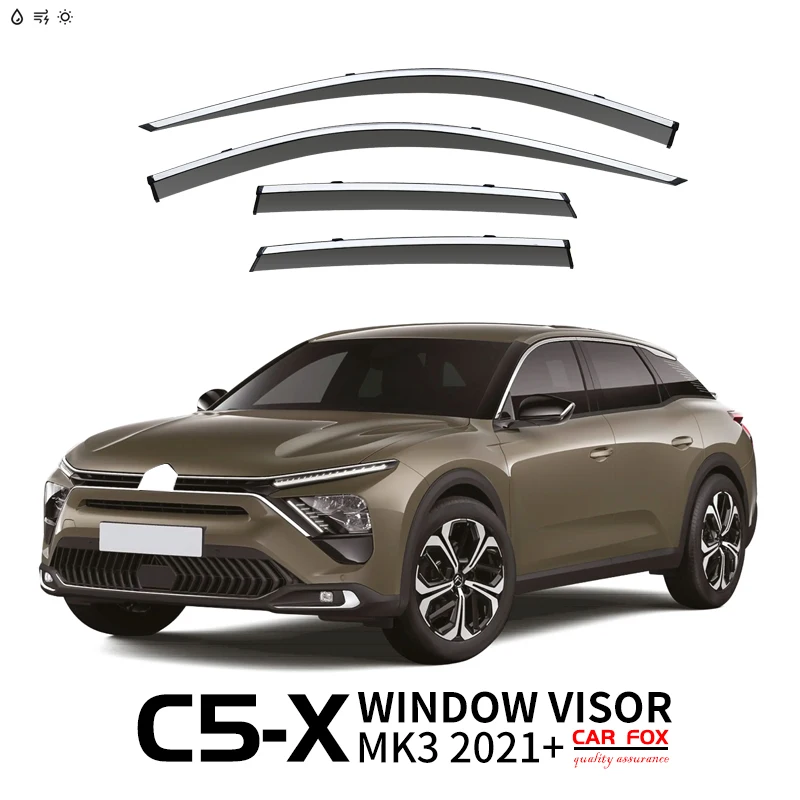 

For CI-TROEN C5 X MK3 2021+ Plastic Window Visor Vent Shades Sun Rain Deflector Guard 4PCS/SE