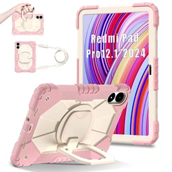 Heavy Duty Rotatable Handle Grip Armor Stand Tablet Case - 12.1 Inch for Redmi Pad Pro 2024 (Rose Gold - Cream)
