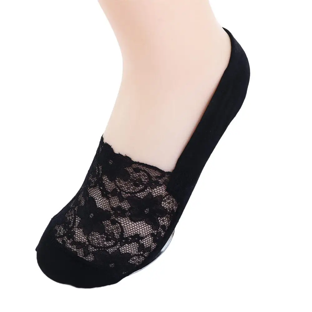 

Summer Seamless Solid Color Pattern Fashion Invisible Socks lace Hosiery Mesh Ice Silk Socks Women Sock Slippers
