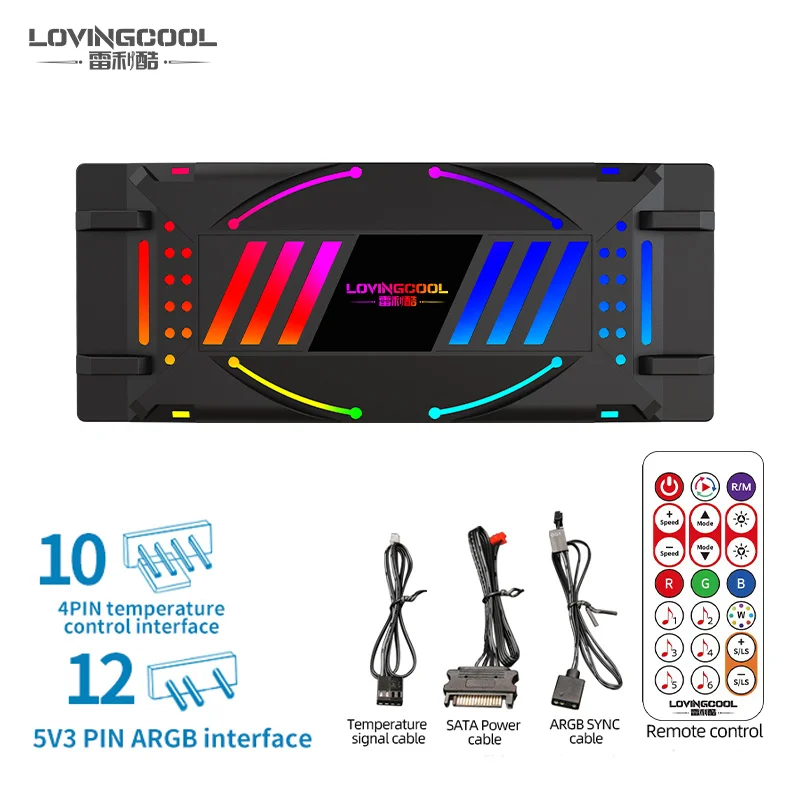 

LOVING COOL 4Pin PWM 12 ARGB Ports 3Pin 5v Speed Controller Universal Computer Regulator PC Case Cooling Fan Hub remote control