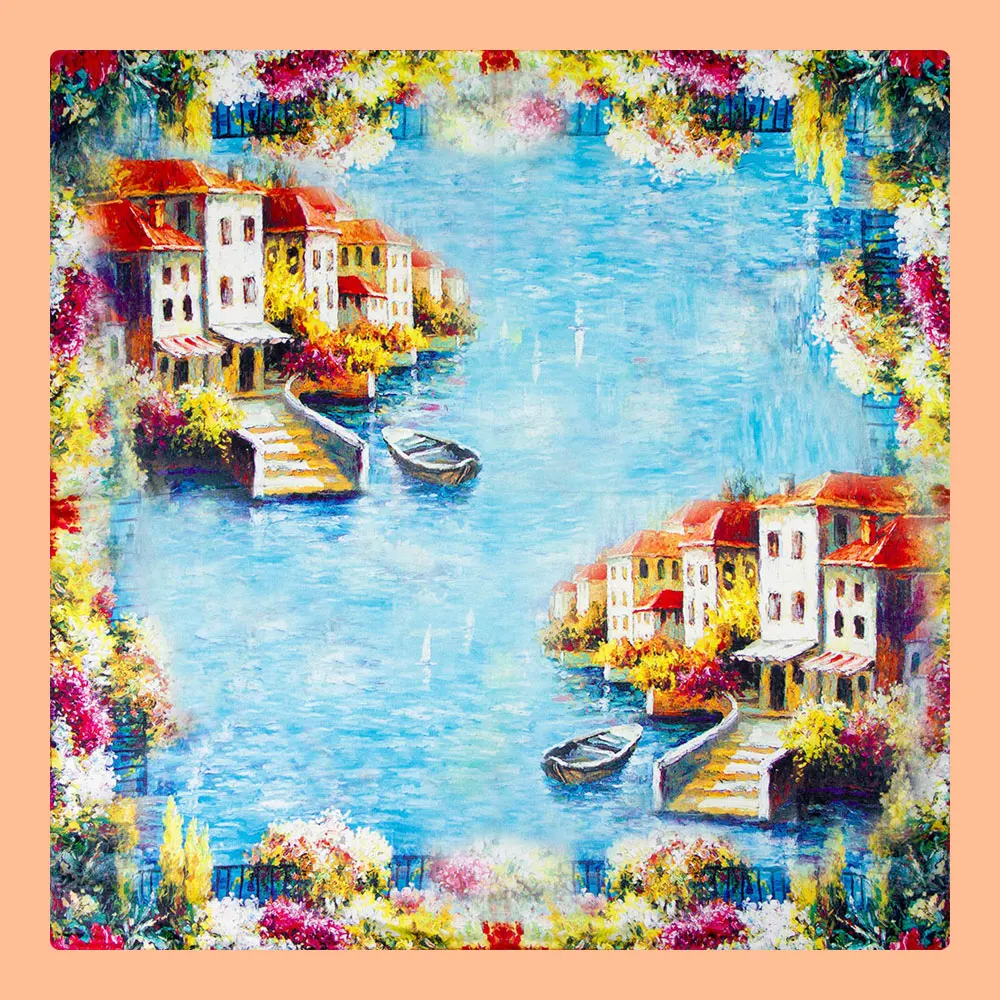 53 65 85cm 100% Real Silk Neck Scarves Woman Modern Square Classic Top Luxury Fall Scarf Kerchief Gift for Girls Leopard Print