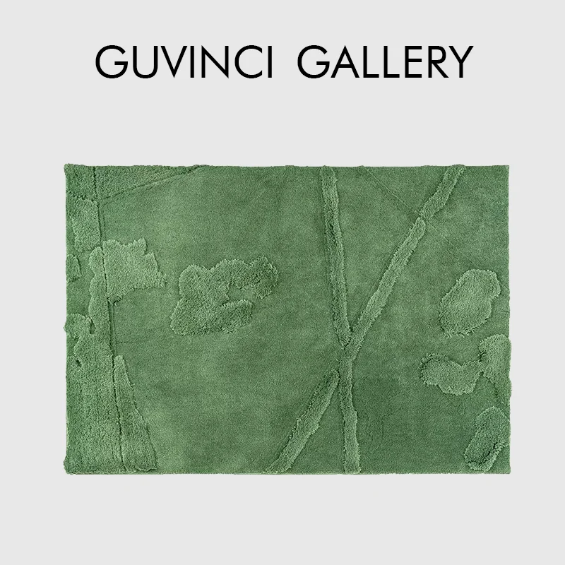 

GUVINCI Modern Abstract Geometry 3D Cut Rectangular Carpet Minimalist Creative Area Rugs Large Floor Mat 200X290cm Iceland Green