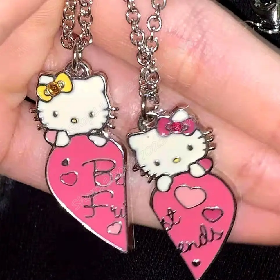 MY MELODY & KUROMI heart BEST FRIENDS NECKLACE SET couples sanrio hello  kitty