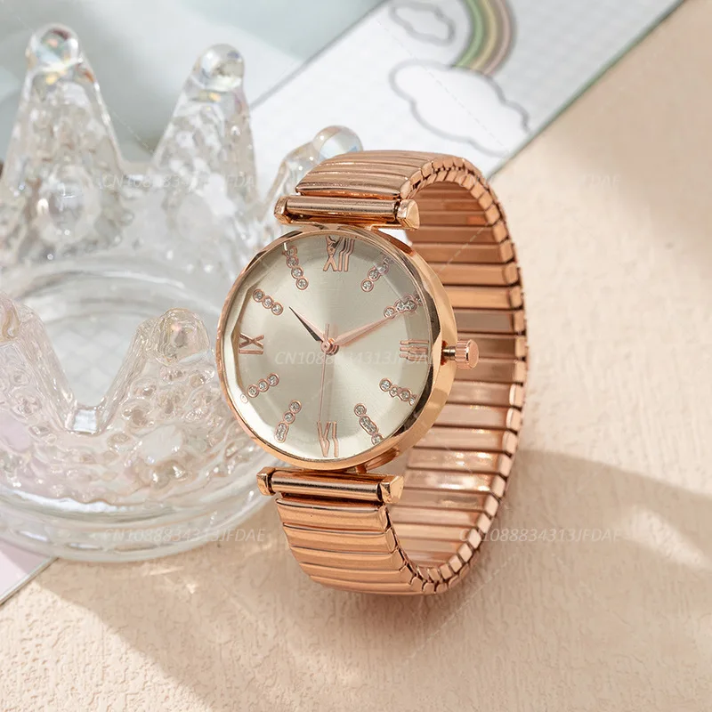 Women's Watches Elastic Strap Watch Clear and Easy to Read Scale Digital Waterproof Analog Quartz Exquisite Fashion Women Watch