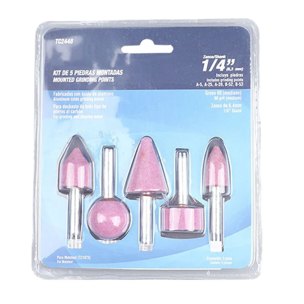 

5PCS 6mm Shank Red Corundum Conical Grinding Head For Polishing And Rust Removal Abrasive Burr Drill Rotary Tool Accessories