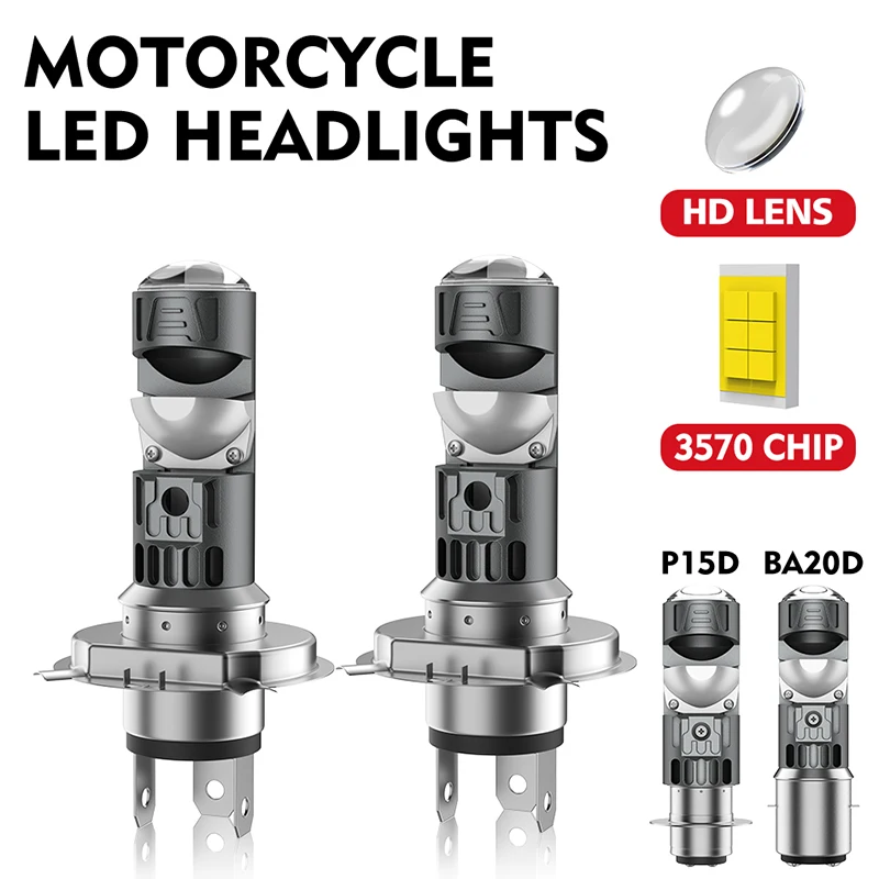1PC H4 BA20D P15D 1:1 LED 모토 헤드라이트 화이트 6000K DRL 스포트라이트 3570 LED 하이/로우 빔 오토바이 램프 모토 액세서리
