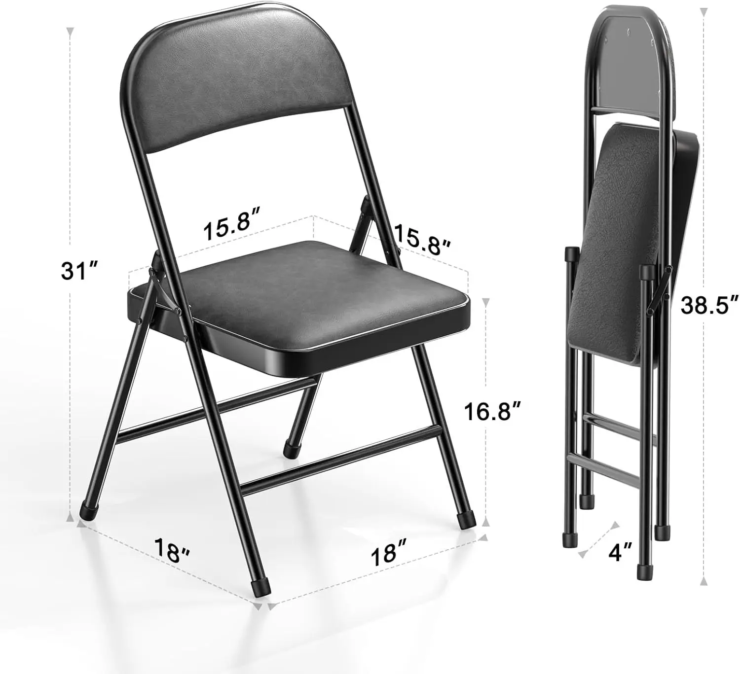 4 Pack Folding Chairs with Padded Vinyl Cushion Chairs with Comfortable Cushion and Durable Steel Frame for Home and Office 3