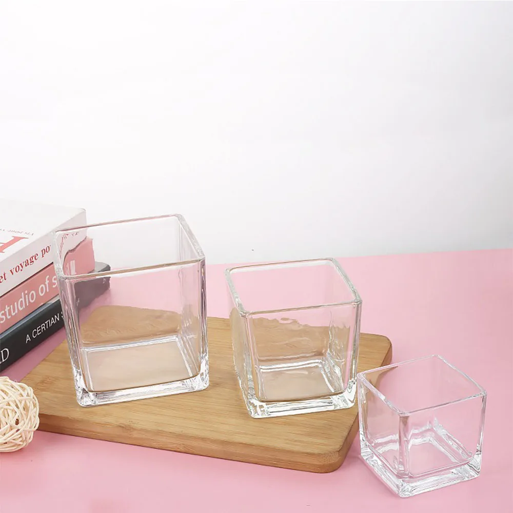 Geometry Square Candlestick Incense Making Candles Jar Supplies Transparent Glass Home Bedroom Desktop Decor DIY Tea Cup Gifts candle holders