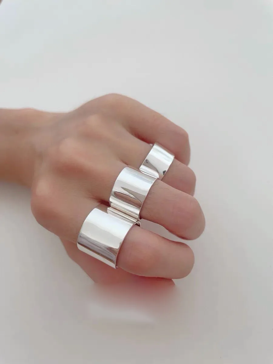 925 Sterling Silver Rings For Women Girl Female Open Minimalist Retro Wide Ring Creative Anillos Bague Fine Jewelry silver rings silver ring