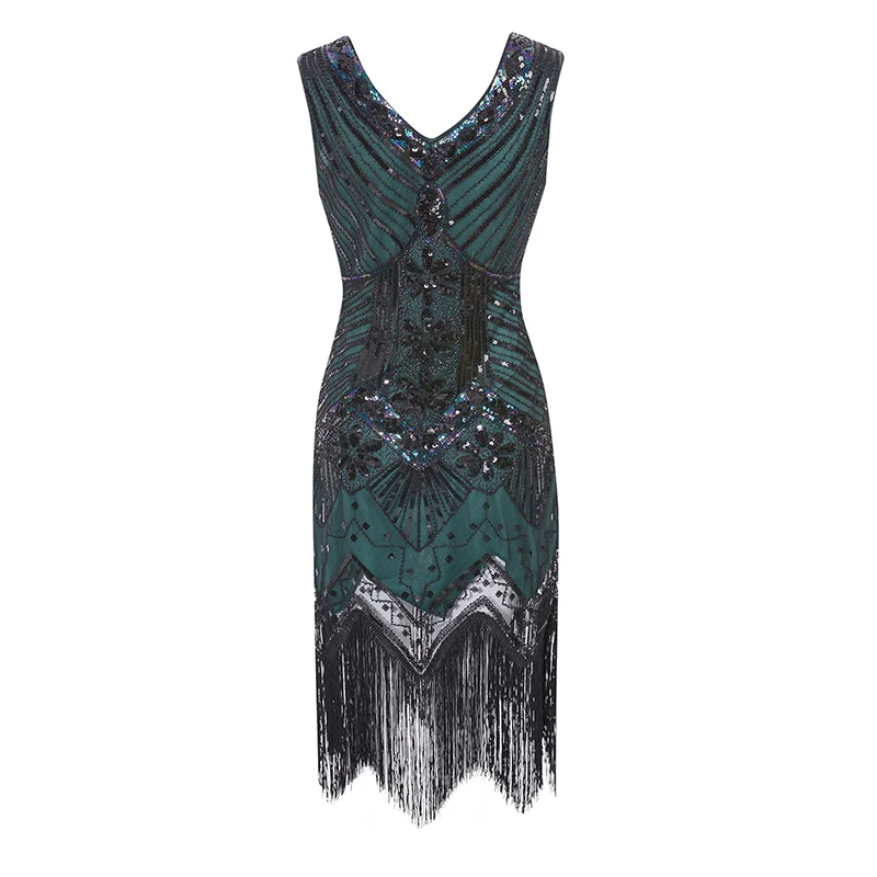 20s Plus Size S-4XL Women 1920s Gastby Sequin Art Embellished Fringed Flapper Dress Party Costumes 2