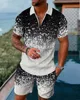 Summer Luxury Pattern 3D Print Men's Tracksuit Set Casual Zipper Polo Shirt And Shorts 2pcs Sets Fashion Streetwear Man Cloth 3