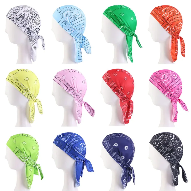 Unisex Damen Herren Bandana Hut Dehnbar Paisley Durag Print Atmungsaktiv Chemo Turban Mode Headwrap Kopfbedeckung Piratenkopftuch – Detail 2