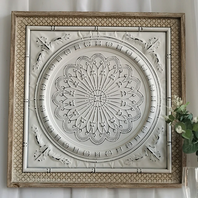 Medallón de flores de madera para pared, decoración de Mandala tallada,  Panel de flores de granja, placa colgante, escultura rústica geométrica -  AliExpress