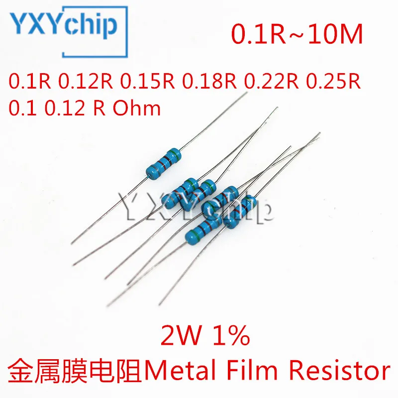 

20pcs 2W 1% 0.1R 0.12R 0.15R 0.18R 0.22R 0.25R 0.1 0.12 R Ohm Metal Film Resistor 0.1R-10M