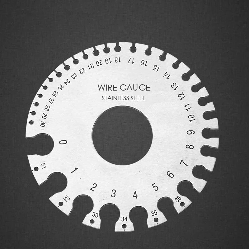 1pc 0-36 Round AWG SWG Wire Gauge Thickness Ruler Gauge Diameter Stainless Steel Measurer Tool