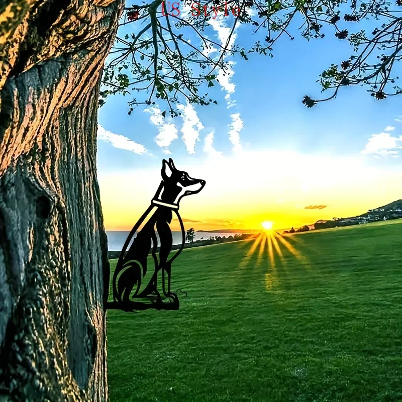 

Faithful Dog Branch Steel Silhouette Metal Wall Decor Art Home Garden Yard Patio Outdoor Statue Stake Decoration Iron Birthday G