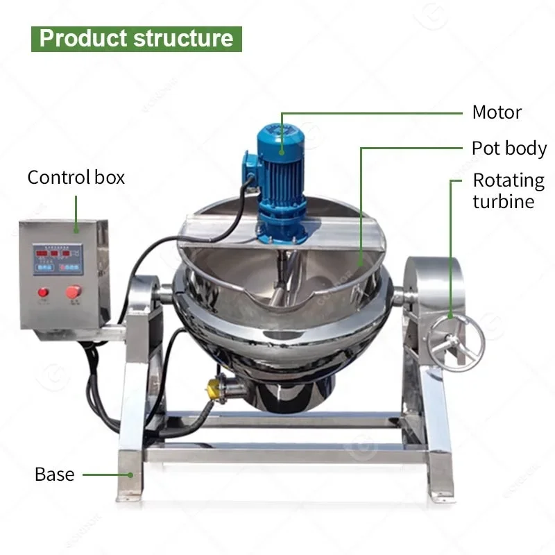 Electric High Pressure Double Stirring 100 Cooker Grade Planetary Mixer Jacket Pot Food Cook Boiler For Meat
