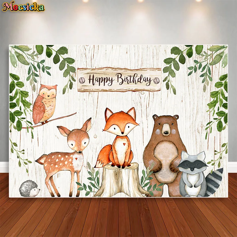 Jungle Animal Birthday Photography Sfondo Decorazioni Per Feste Kids Boy Jungle Safari Theme Party Decor Green Forest Woodland