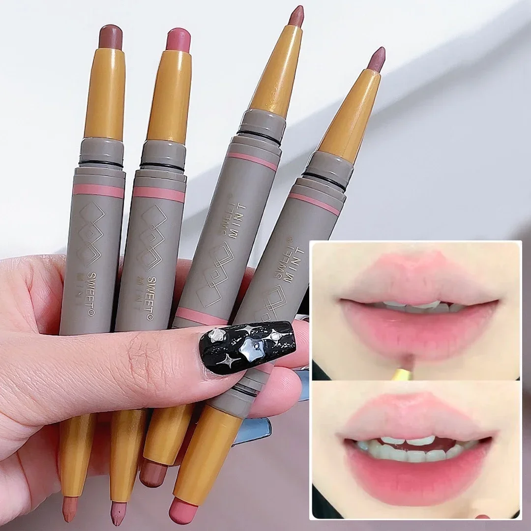 Double-ended Waterproof Matte Lip Liner Pen Makeup Lasting Contouring 3D Lips Lipstick Pencil Nude Pink Lip Tint Lips Cosmetics
