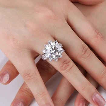 3CT/10CT D Color Moissanite Ring For Women 100% 925 Sterling Silver AU750 Plated Engagement Wedding Bride Diamond Rings with GRA 6