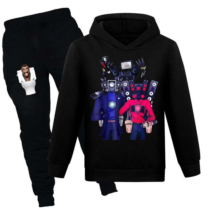 

SKIBIDI TOILET Clothing Kids Hoody +Pants Set Boys Girls Age 3-12Toddler Sportwear Children's Casual Sweatshirts Black Coat