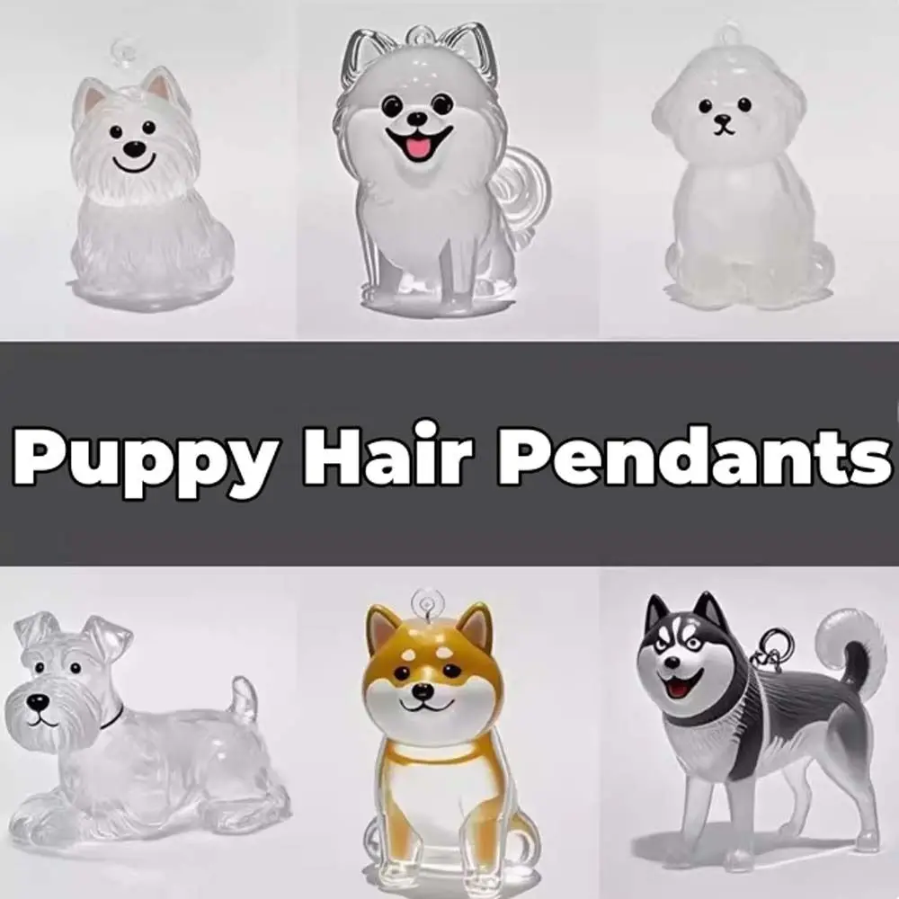 Cartoon Dog-Shaped Transparent Pet Hair Keychain and Backpack Pendant