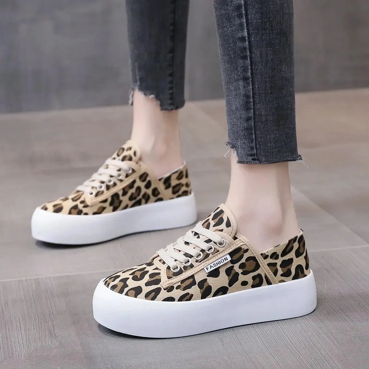 Leopard Print Shoes Women | Leather High Top Sneakers Women - 2023 Sneakers -