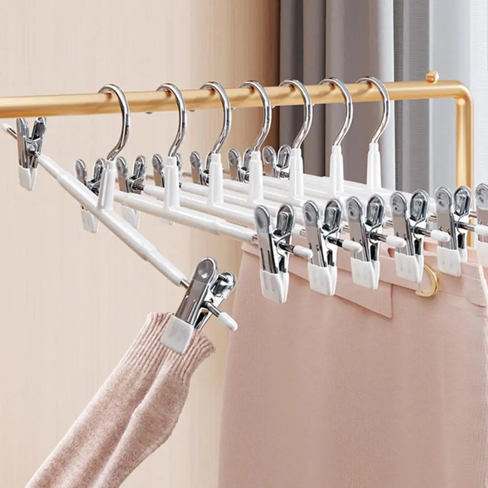 

Clip Pants Hanger Adjustable Non-slip Trouser Hangers with Strong Chrome Clips Space Saving Clothes Hangers for Pants Skirts 8