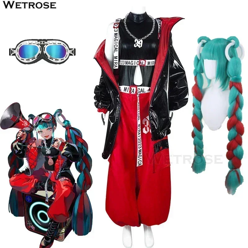 

【Wetrose】in stock Miku 2023 colorful cosplay costume Project Mirai Sekai stage magical concert show new Halloween full set wig