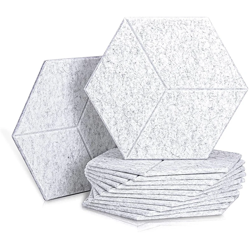 

12 Pcs Acoustic Foam Panel Hexagon Acoustic Panels For Acoustic Treatment,Beveled Edge Tiles For Echo Bass Insulation
