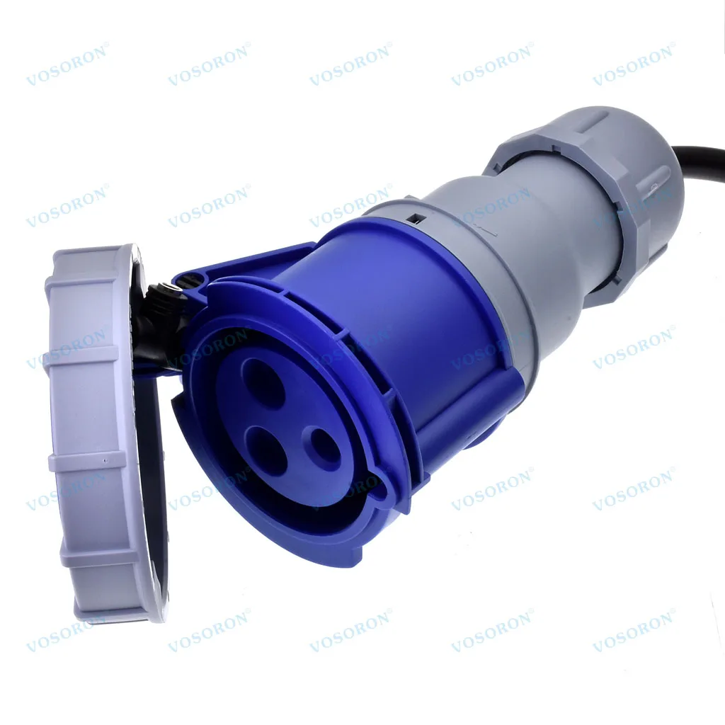 IEC 60320 C20 - 32A 2P+E IEC 60309 IP67 방수 산업용 전원 연장 케이블 블루 2m